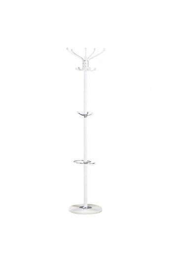IMK Metal Coat Rack with Marble Base, 14 Hooks, 176cm, White