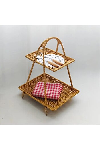 bimbambom 2 Tier Wicker Rattan Presentation Basket Organizer