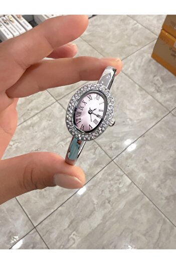 LOOQ Roman Numeral Handcuff Model Women's Wristwatch with Stones