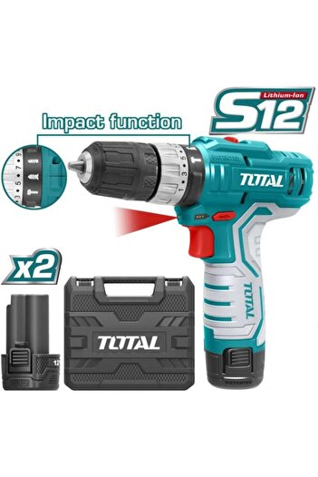 TOTAL TIDLI1232E cordless hammer drill + charger and 2 batteries