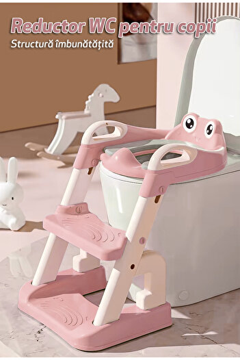 LittleDomi Reductor si Scaunel Inaltator WC pentru Copii +1An, LittleDomi®, 2 Trepte, Treapta Reglabila