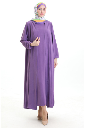 sefamerve Asil Abaya Set 0336-09 Purple