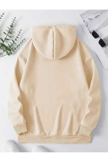 caddekombin Los Angeles Shock Printed Hooded Pocket Cotton Beige Sweatshirt