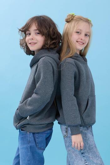 Perendi Unisex Hooded Kangaroo Pocket Hooded Winter Sweatshirt - Anthracite