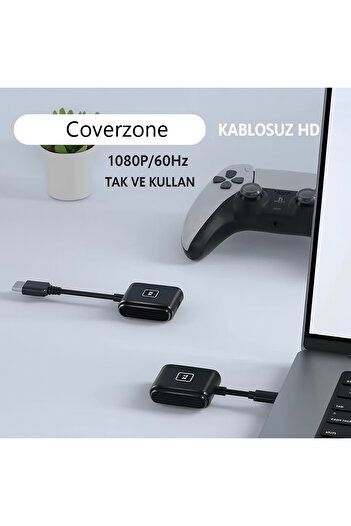 Coverzone Kablosuz Görüntü Aktarıcı S1 Type-C - 1080P 60Hz, USB-C TX-RX, Tak Çalıştır, TV-PC Bağlantı Kiti