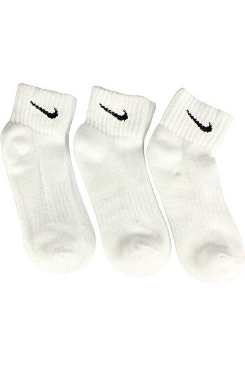 Nike 3PPK Value Cotton Quarter Socks, White, Size 38-42