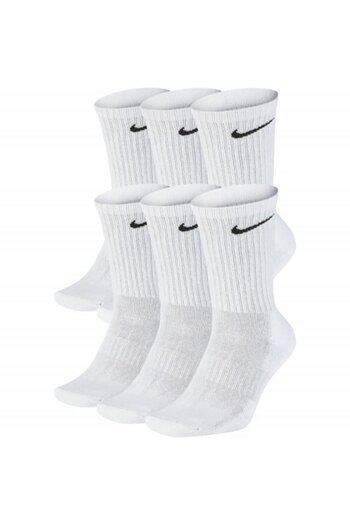 Nike Everyday Cushioned Training Crew Socks Set, White, 38-42 EU