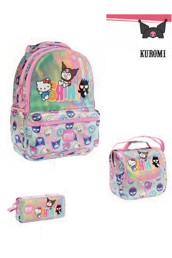 WİGGLE Kuromi Hello Kity First School Bag Set - Original Licensed / All Fabric - Lunch + Pen Holder Set