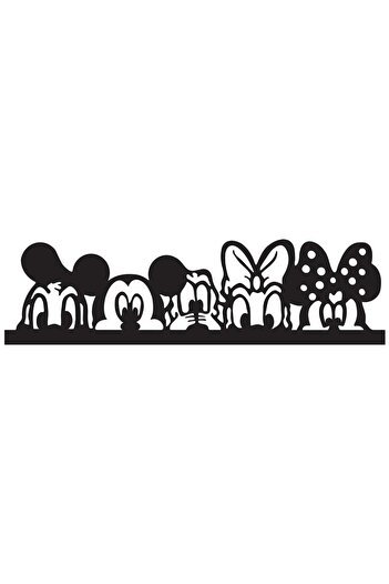Mirfa Wooden Wall Art With Self Adhesive Base - Black (Mickey Mouse & Friends)