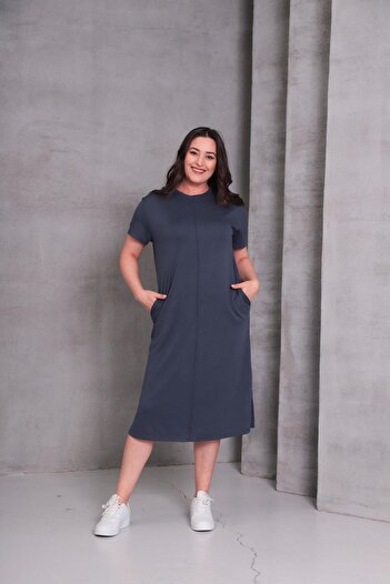 Ebsumu Women's Plus Size Sho Fabric Pique Dress