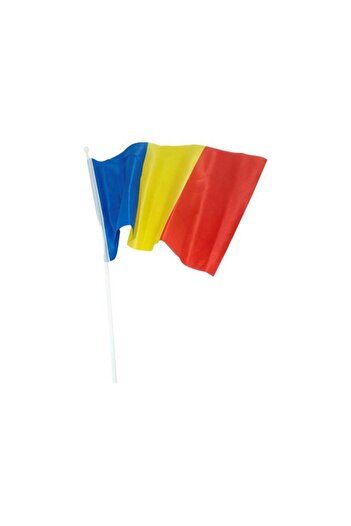 SDX Market Set of 10 tricolor textile flags, 30 cm x 20, cm with plastic pole, Romania / flag / drapel