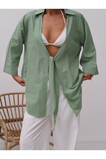Paw Garage Women's Linen Single Tie Pareo Shirt