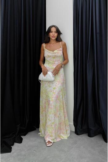 Havoş Ecru Lida Patterned Strap Dress