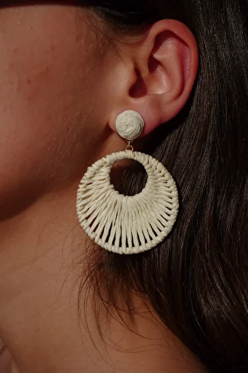 Rumon Straw Braid Hoop Earrings