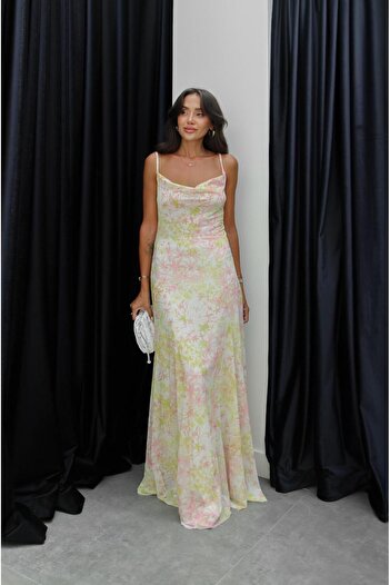Havoş Ecru Lida Patterned Strap Dress