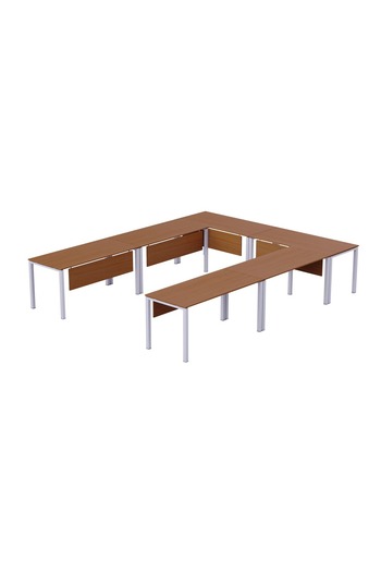 Mahmayi Figura 72-12 U-Shaped Conference Meeting Table for Office - 12 Seater, Light Walnut