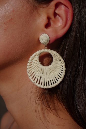 Rumon Straw Braid Hoop Earrings