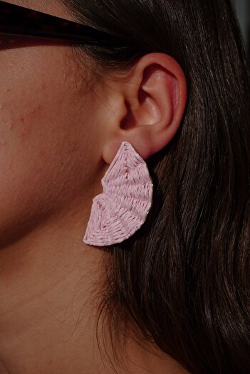 Rumon Fan Design Straw Earrings