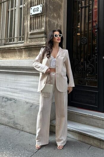 Moda Ebrar Striped Linen Suit 9425-22