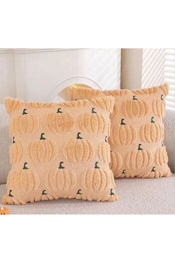 Veloma Home & Toys 1 Piece Rustic Autumn 45X45 cm Halloween Pumpkin Themed Throw Pillow Case Plush Decorated