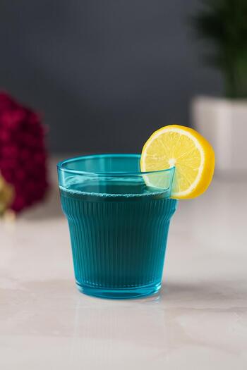 HSDemirci Acrylic Aquamarin Set of 6 Short Glasses & Water Soft Drink Coffee Side Glass 300 ml (Not Glass)