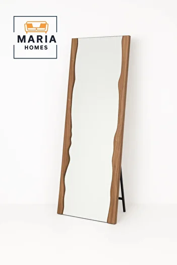 MARIA HOMES Wavy Edge Full-Length Mirror with Natural Wood Side Frame-size170*60 CM
