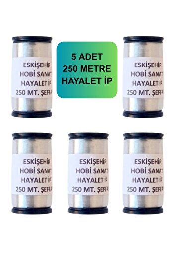 Eskişehir hobi sanat 5 Pieces 250 Meters Ghost Rope 0.10 mm Fishing Line Transparent (Total 1250 Meters)