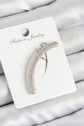 Toptan Bulurum Brass Zircon Stone Model Silver Color Right Cartilage Earring