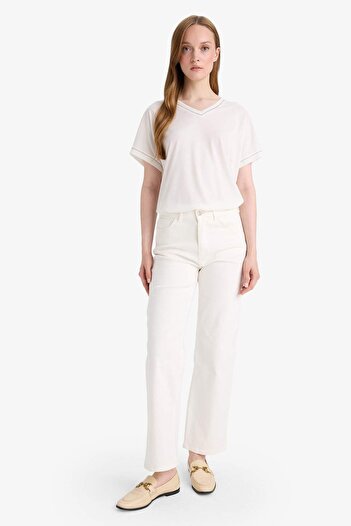 DeFacto V-Neck Short Sleeve T-Shirt F8191Ax25Hs