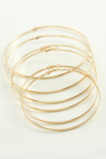 feryal Plain Metal Hoop Earrings 6 Pieces