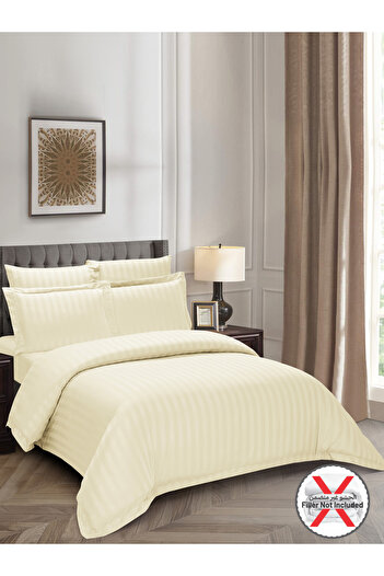 Donetella 6-Piece Hotel Striped Duvet Cover Set, King Size 220x240 cm, Microfiber, Without Filler