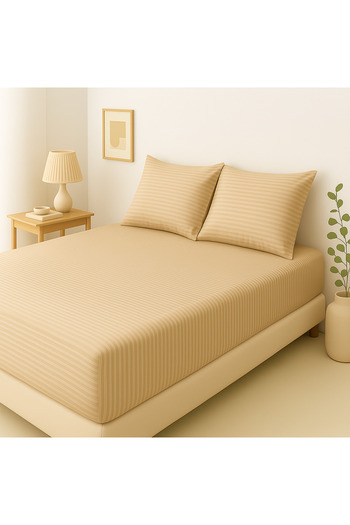 Skyrose Premium Striped Satin Bed Sheet in 2 Different Sizes (Double, Battal Size)