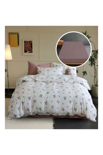 Ralex Lenjerie pat Tricot Bumbac 100% cu husă pentru saltea de 160/180 cm x 200 cm, pilotă 200 x 230 cm,