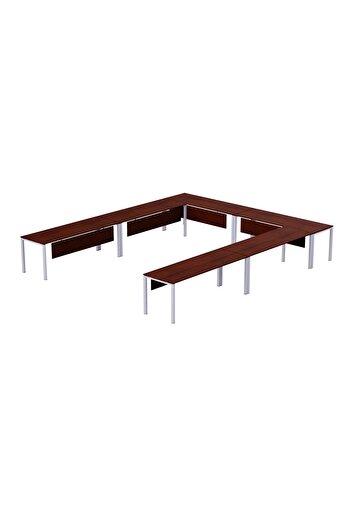 Mahmayi Figura 72-16 U-Shaped Conference Meeting Table for Office - 12 Seater, Apple Cherry