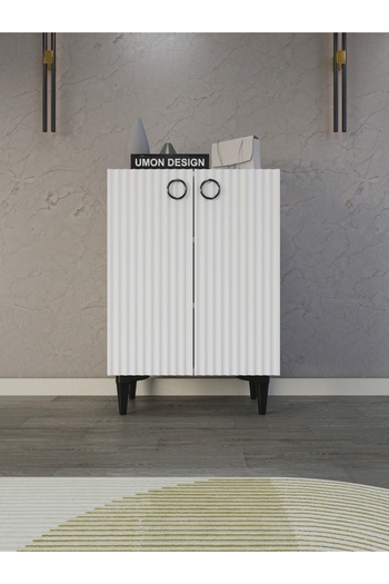 umondesign Line 4 Raflı 2 Kapaklı Ayakkabılık Çok Amaçlı Dolap Ayaklı Dekoratif Kapak