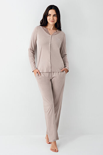 Pierre Cardin Women's Brown Pajama Set