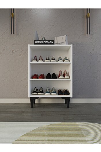 umondesign Line 4 Raflı 2 Kapaklı Ayakkabılık Çok Amaçlı Dolap Ayaklı Dekoratif Kapak
