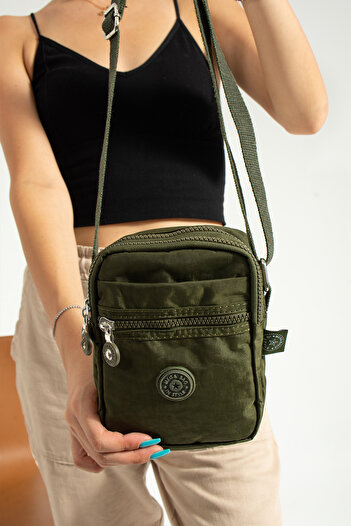 NEMO BAGS Khaki Unisex Phone Holder, Wallet, Card Holder, Cross Strap Shoulder Bag, 18X13Cm