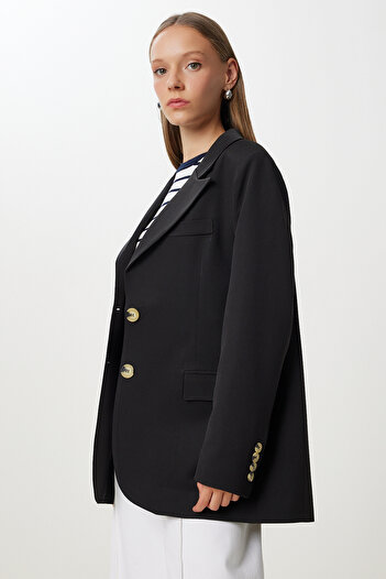 Happiness İstanbul Women's Black Padded Oversize Woven Jacket Kt00028