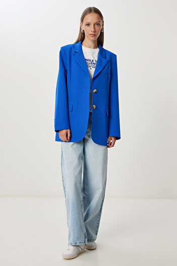 Happiness İstanbul Women's Dark Blue Padded Oversize Woven Jacket Kt00028