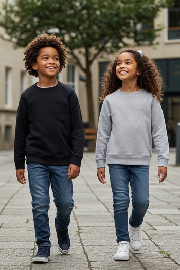 TRENDYOLKIDS Fekete-szürke 2 csomagos unisex Basic Crew nyakú kötött pulóver TKDAW25SW00000