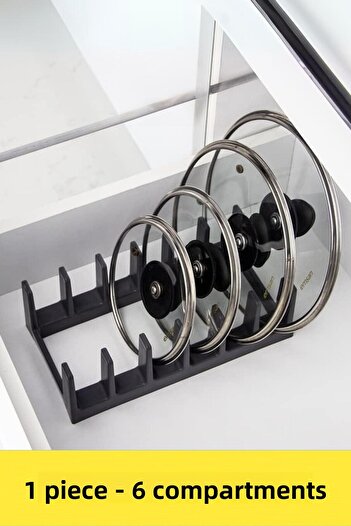 Fevito Multi-Purpose Plate Pan Pot Lid Organizer – Plastic Drawer & Cabinet Organizer (Gray)