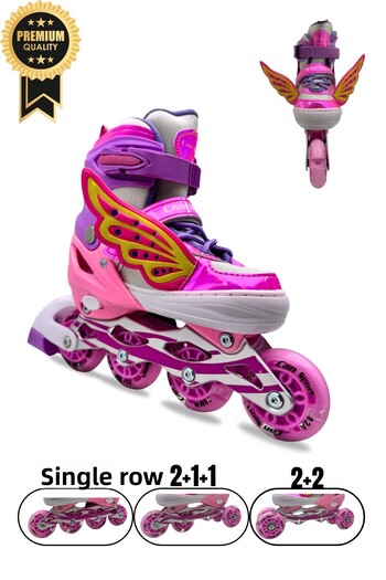 İMVULA Professional Angel Wing Lighted Silicone Wheels Adjustable Child-Adult Roller Skates