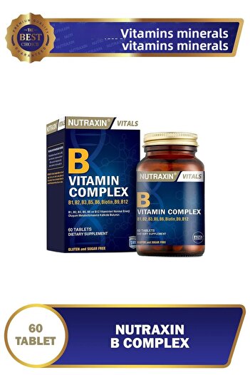 Nutraxin B Complex - 60 Vitamin Tablets (b1-b2-b3-b5-b6-b12)