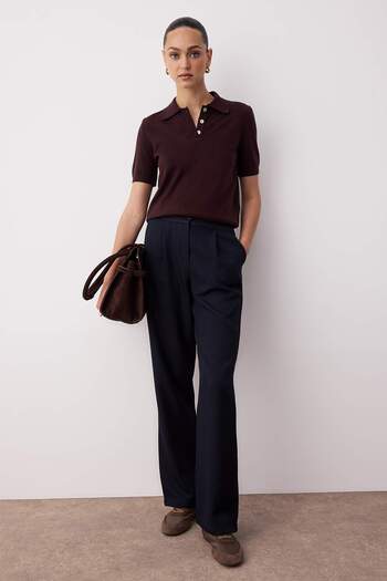 Trendyol Collection Navy Blue Straight/Straight Cut Woven Fabric Trousers Twoaw22Pl0321