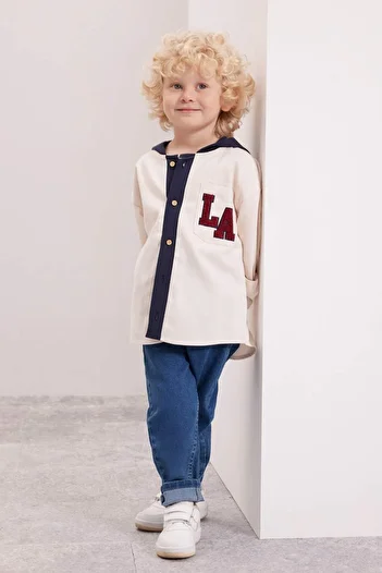 DeFacto Baby Boy Hooded Gabardine Long Sleeve School Shirt D2596A524Au