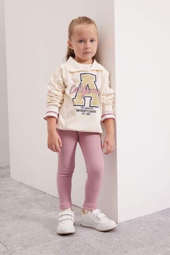 DeFacto Baby Girl Shirt Collar Printed School Sweatshirt D2854A524Au