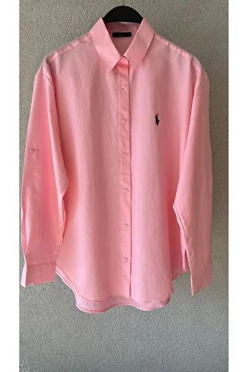 JESSE STORY Women's Poplin Embroidery Detail Oversize Shirt 75 cm (100% Cotton)