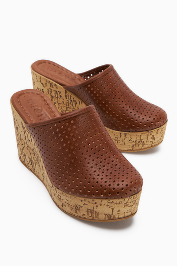 Limoya Viana Tan Closed Front Wedge Heeled Women's Slippers