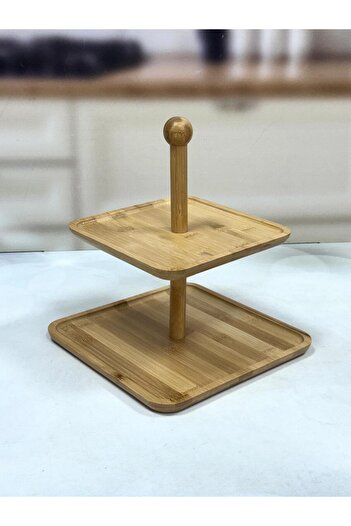 ACAR Bamboo 2 Tier Presentation Stand 25/20 cm Tkebt Brown